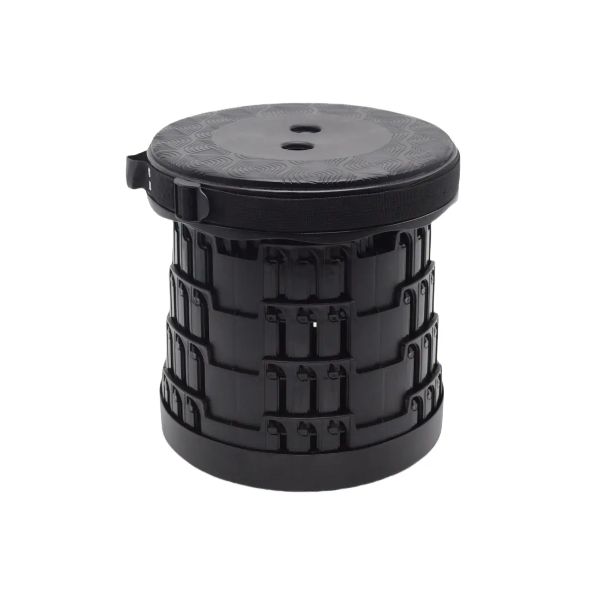 Tabouret télescopique pliant noir plastique Ø25cm H45cm, coussin intégré - Tabourets marchepieds-4