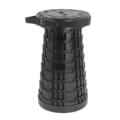 Tabouret télescopique pliant noir plastique Ø25cm H45cm, coussin intégré - Tabourets marchepieds-5