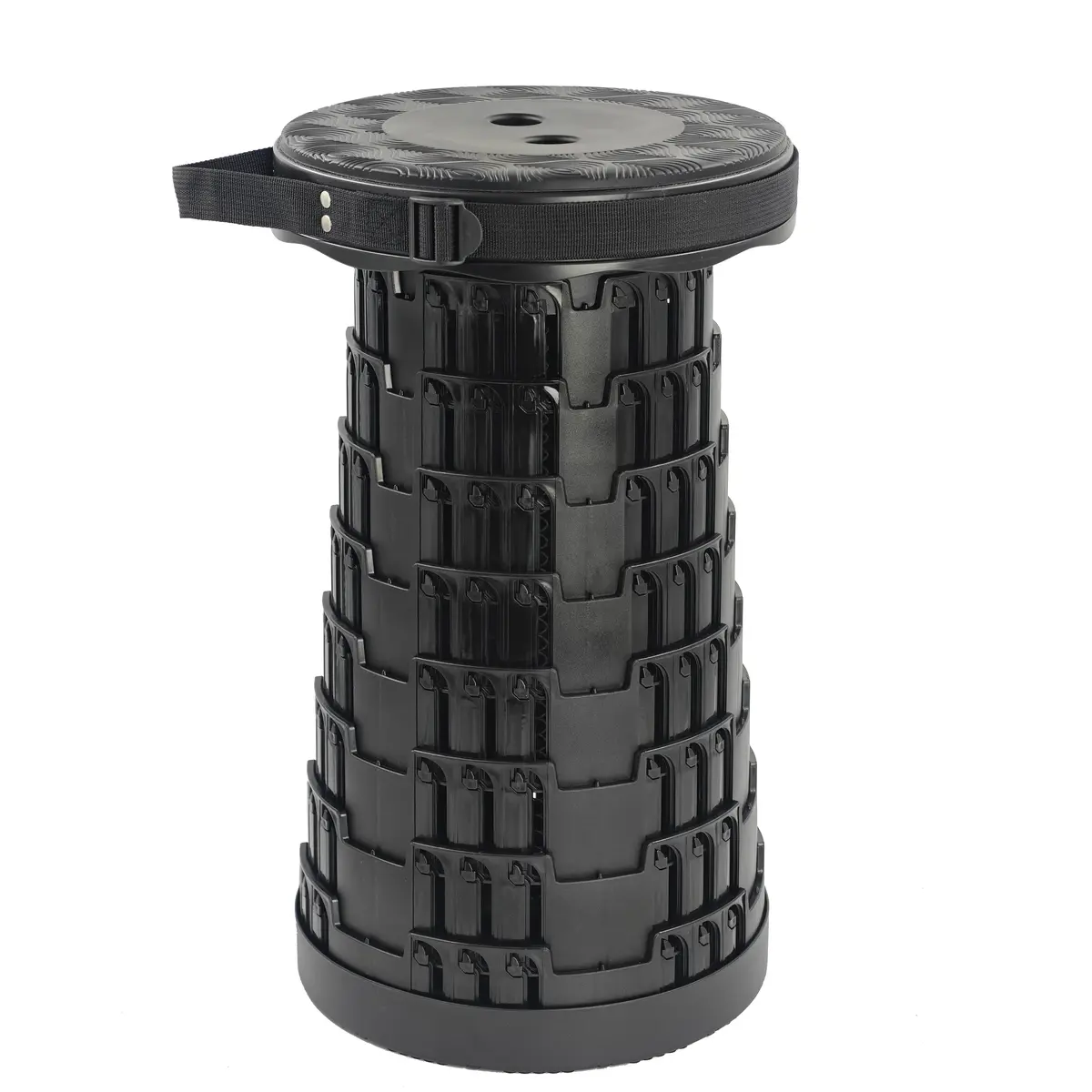 Tabouret télescopique pliant noir plastique Ø25cm H45cm, coussin intégré - Tabourets marchepieds-6