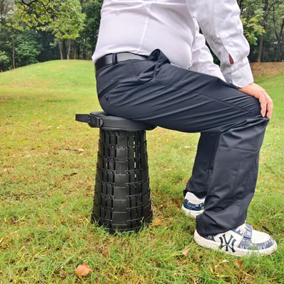 Tabouret télescopique pliant noir plastique Ø25cm H45cm, coussin intégré - Tabourets marchepieds-12