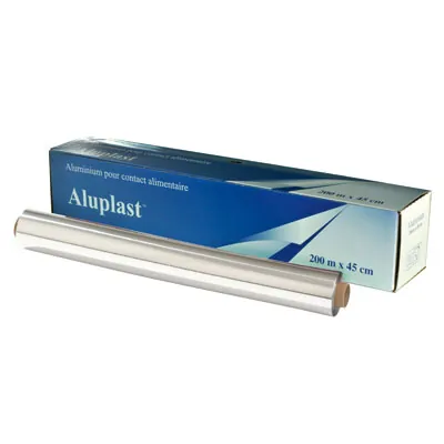 Film aluminium en boîte distributrice 45 cm x 200 m - Rouleau aluminium - Films, papiers ingraissables et sachets papier alimentaires