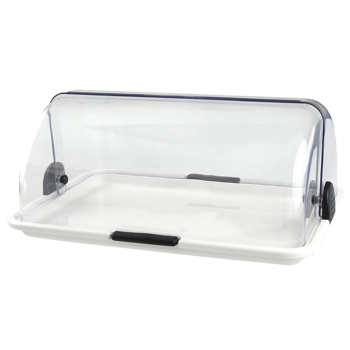 Boîte à pain transparente avec couvercle coulissant L 46,5 x P 31 x H 19,5 cm - Vitrines alimentaires-1