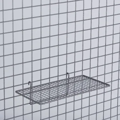 Tablette fil pour présentoir grille 30 x 14 cm - Tablette pour grille d'exposition - Gris Martelé - Tablettes, Corbeilles et Porte visuels pour grilles-2