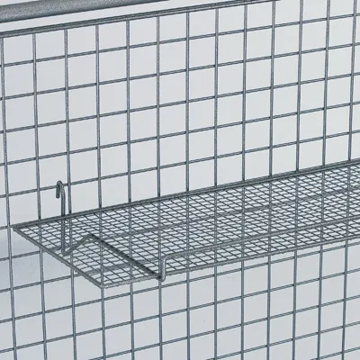 Tablette fil pour présentoir grille 80 x 32 cm - Tablette pour grille d'exposition - Gris Martelé - Tablettes, Corbeilles et Porte visuels pour grilles-2