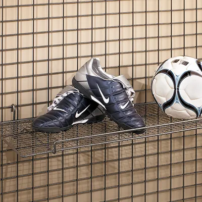 Tablette fil pour présentoir grille 80 x 32 cm - Tablette pour grille d'exposition - Gris Martelé - Tablettes, Corbeilles et Porte visuels pour grilles-3