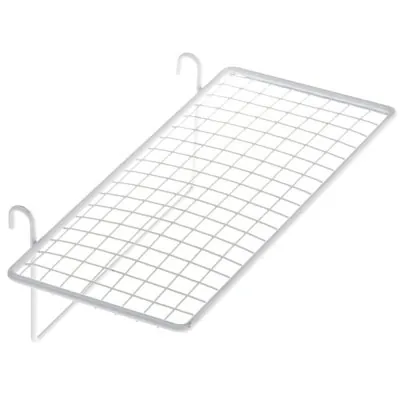 Tablette fil pour présentoir grille 40 x 20 cm - Tablette pour grille d'exposition - Blanc - Tablettes, Corbeilles et Porte visuels pour grilles