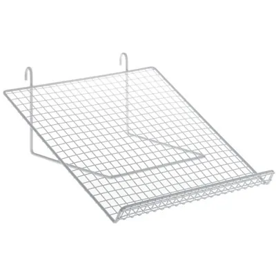 Tablette fil inclinée pour présentoir grille 35 x 35 cm - Tablette pour grille d'exposition - Blanc - Tablettes, Corbeilles et Porte visuels pour grilles