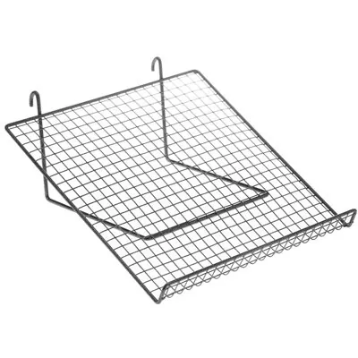 Tablette fil inclinée pour présentoir grille 35 x 35 cm - Tablette pour grille d'exposition - Gris Martelé - Tablettes, Corbeilles et Porte visuels pour grilles