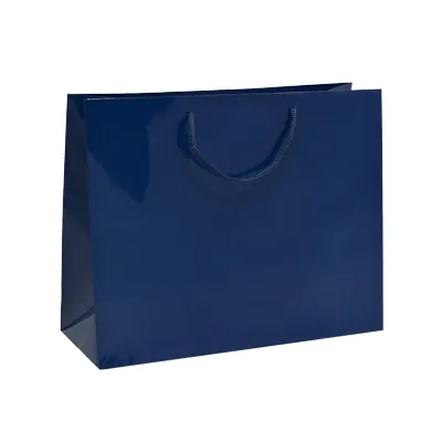 Sacs pelliculés à l'italienne bleu marine brillant - Grand Modèle - Sacs pelliculés poignées cordelette