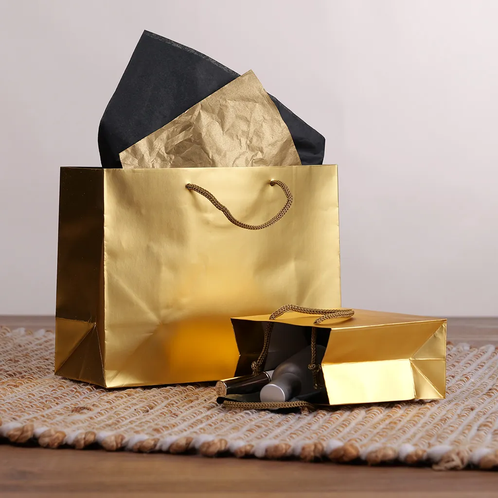 Sacs pelliculés or mat - Sacs pelliculés poignées cordelette-1