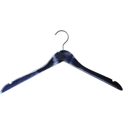 Cintre bois noir patiné avec encoches 44,5 cm - Cintre chemise - Cintre robe - Lot de 3 - Cintres bois