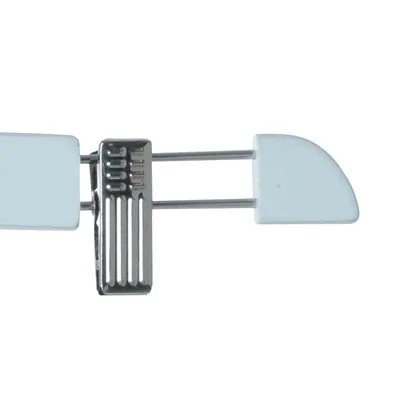 Cintre bois blanc avec pinces réglables métal 36 cm - Cintre jupe - Cintre pantalon - Lot de 3 - Cintres bois-1