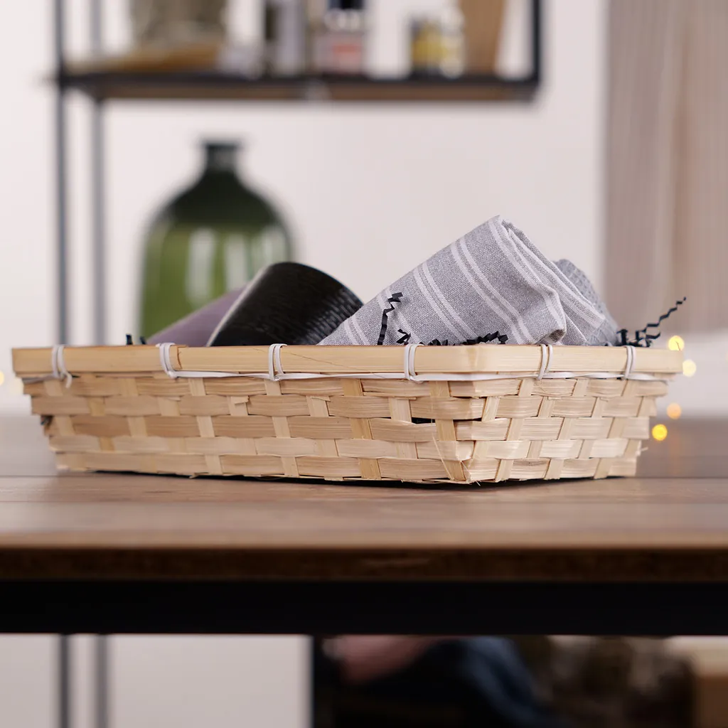 Corbeille bambou rectangulaire naturel 33 x 21 x 7 cm, paquet de 10 - Corbeilles bambou-2