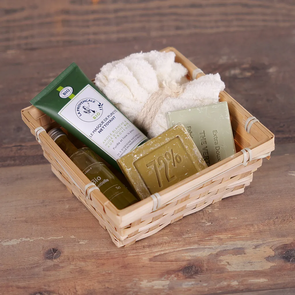 Corbeille bambou carrée naturel 18 x 18 x 7 cm, paquet de 10 - Corbeilles bambou-2