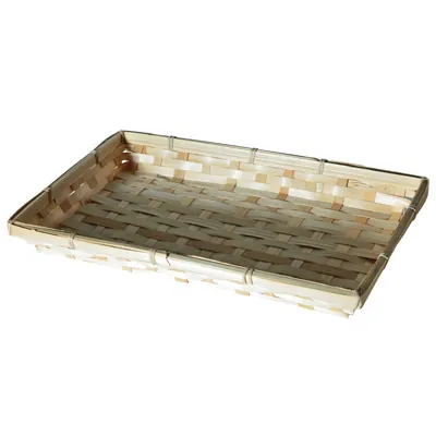 Corbeille bambou rectangulaire naturel 33 x 22 x 3,7 cm, paquet de 10 - Corbeilles bambou