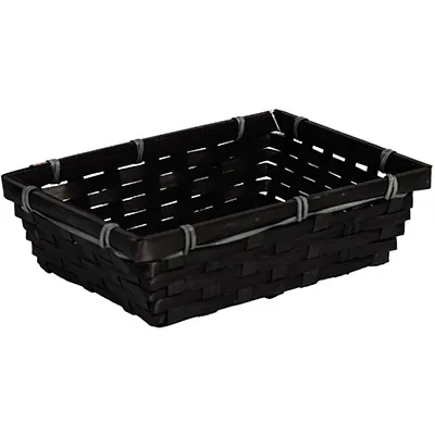 Corbeille bambou rectangulaire noir 24,5 x 17,5 x 7 cm, paquet de 10 - Corbeilles bambou