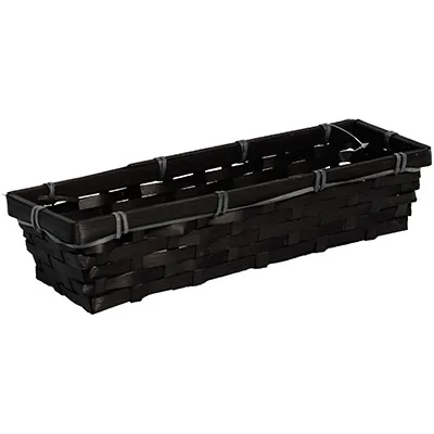 Corbeille bambou rectangulaire noir 30 x 10 x 6 cm, paquet de 10 - Corbeilles bambou