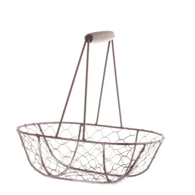 Panier métal ovale marron avec 1 anse 23 x 15 x 8 cm - Paniers