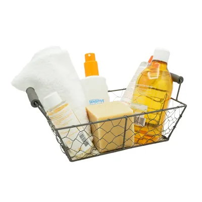 Corbeille métal rectangulaire marron avec 2 anses 25 x 16,5 x 8 cm - Corbeilles métal-2