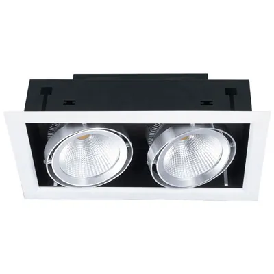 Spot LED encastré 2 lumières orientables 20W 4000K 2600 à 2800Lm 18,5 x 35,5 x 12,5 cm - Spots