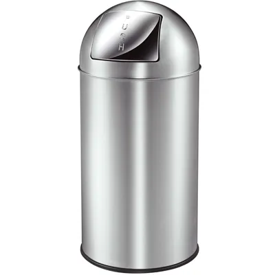 Poubelle inox à clapet 40 litres ronde ø 35 x H 74 cm gris - Poubelles professionnelles