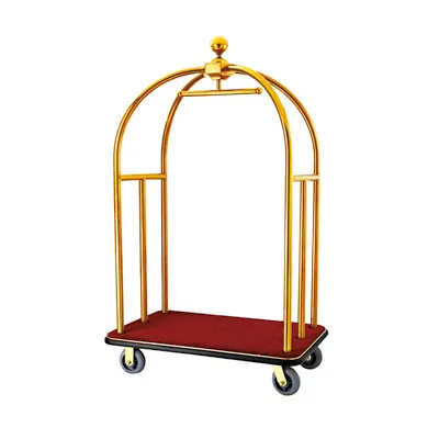 Chariot à bagages pour hôtels 108 x 65 x 188 cm Or tapis rouge - Chariots de manutention