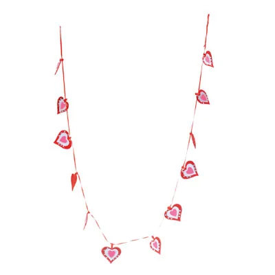 Guirlande de coeurs 160 cm feutrine Rouge / Rose - Déco Saint Valentin - Décors de St Valentin