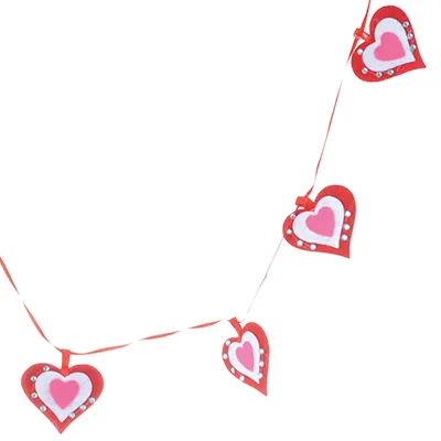 Guirlande de coeurs 160 cm feutrine Rouge / Rose - Déco Saint Valentin - Décors Vitrine St Valentin-1