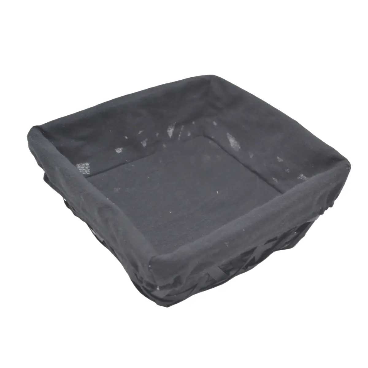 Corbeille osier carrée avec tissu noir 22 x 22 x 9 cm - Panier osier carré avec tissu noir - Corbeilles osier-1