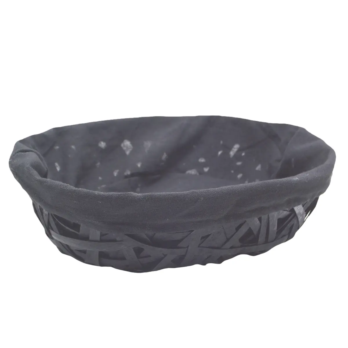 Corbeille osier ovale avec tissu noir 36 x 27 x 10 cm - Panier osier ovale avec tissu - Corbeilles osier