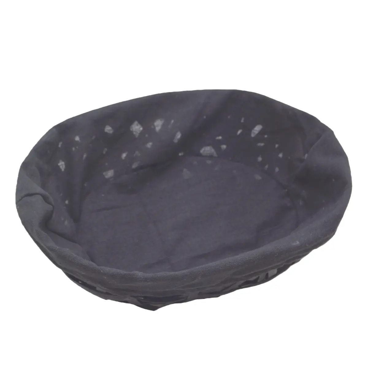 Corbeille osier ovale avec tissu noir 36 x 27 x 10 cm - Panier osier ovale avec tissu - Corbeilles osier-2
