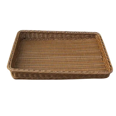 Corbeille manne rectangulaire plastique marron 40 x 30 x 3,5 cm - Vanneries