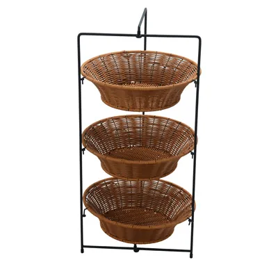 Panier présentoir viennoiseries ovale 3 niveaux 38,5 x 34,2 x 77 cm - Vanneries