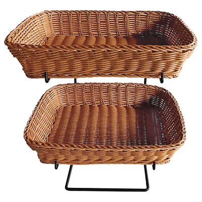 Présentoir corbeille à pain 2 niveaux 39 x 39 x 40 cm - Vanneries