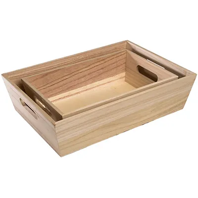 Caisse en bois avec poignées 35 x 25 x 9 cm - Paniers bois, Caisses bois-2