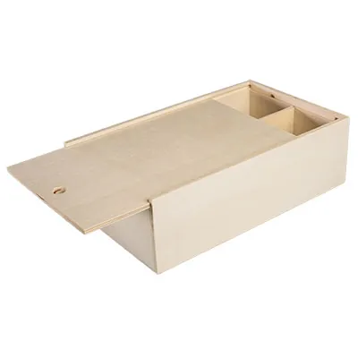 Coffret bois avec couvercle coulissant - 2 bouteilles - 20,8 x 33,5 cm - Coffrets pour bouteilles de vin, Boîtes pour bouteilles de vin-2