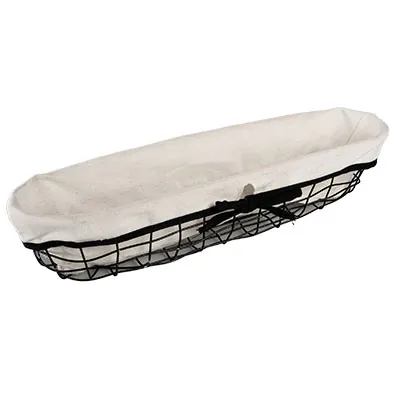 Corbeille métal ovale noire avec tissu blanc 44 x 12 x 9 cm - Corbeilles métal