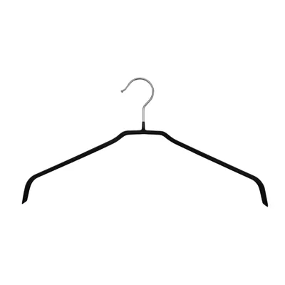 Cintre métal antidérapant renforcé avec fil gainé 40,5 cm - Cintre plat - Lot de 60 - Cintres métal