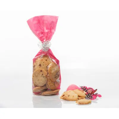 Sachet confiserie polypro toile de jute Rose fond PP 10 x 22 cm - Sachet bonbons - Lot de 100 - Sachets bonbon, Sachets confiserie-1