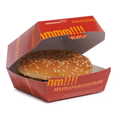 Boîte burger 14,5 x 14,5 x 8 cm carton - Boîte à hamburger - Rouge - Lot de 50 - Emballage snacking