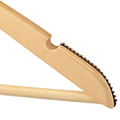 Cintre bois naturel antiglisse avec barre et encoches 45 cm - Cintre chemise - Cintre costume - Lot de 3 - Cintres bois-1