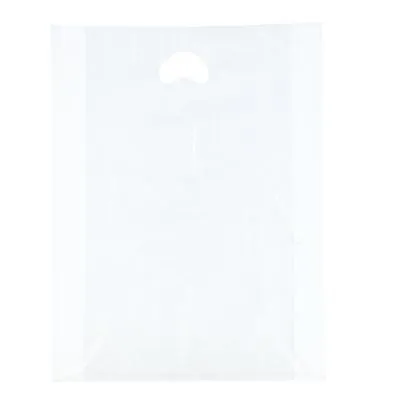 Sac plastique poignées découpées PEHD 50µ 48 x 60 x 10 cm - Blanc - Lot de 50 - Sacs plastique unis, poignées découpées