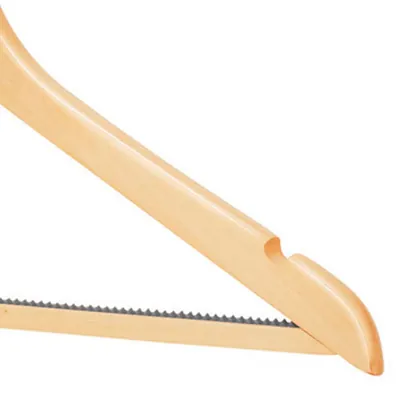 Cintre bois naturel avec barre antiglisse et encoches 44 cm - Cintre chemise - Cintre costume - Lot de 3 - Cintres bois-2