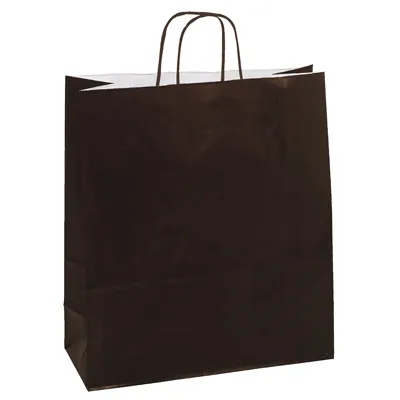 Sac kraft noir à poignées torsadées 35+14x45cm 100g/m² (x50) - Sacs kraft couleur poignées torsadées