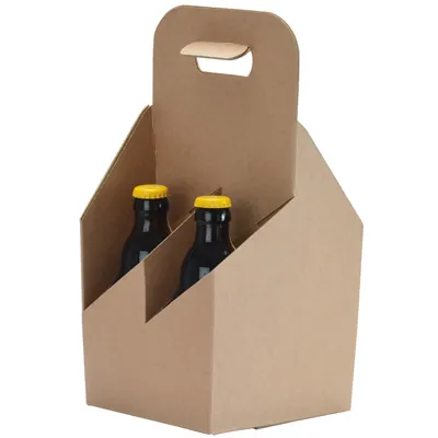Porte-bouteilles carton kraft 4 bières Steinie 33 cl brun 15 + 15 x 32 cm, paquet de 30 - Mètres de bières, Emballages pour bouteilles de bières-1