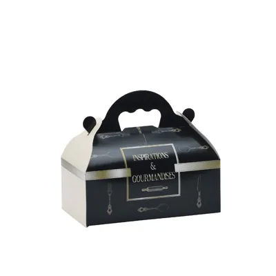 Boîte pâtissière carton avec poignée 10 x 12 x 7 cm Inspirations et gourmandises - Caissette pâtissière à poignée - Lot de 50 - Boîtes pâtissières, Caissettes pâtissières-1