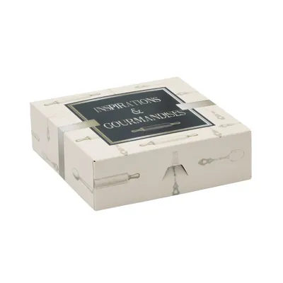 Boîte pâtissière carton blanc 26 x 26 x 5 cm Inspirations et gourmandises - Boîte traiteur - Lot de 50 - Boîtes pâtissières, Caissettes pâtissières