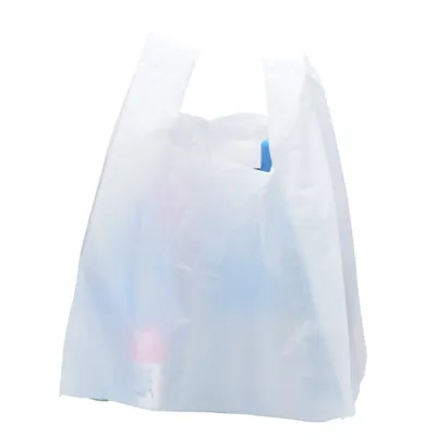Sac bretelle plastique réutilisable blanc PEBD 30L 50μ 40 x 20 x 60 cm - Lot de 300 - Sacs plastique bretelles-1