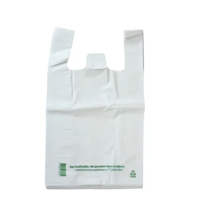 Sac bretelle plastique réutilisable blanc PEBD 14L 50μ 30 x 14 x 50 cm - Lot de 500 - Sacs bretelles plastique réutilisables-1