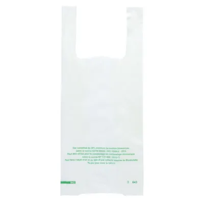 Sac bretelle biodégradable transparent 23 x 6 x 50 cm plastique biosourcé - Rouleau de 400 sacs - Sacs plastique bretelles